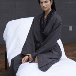 Microfiber Shimmer Lined Robe | Charcoal